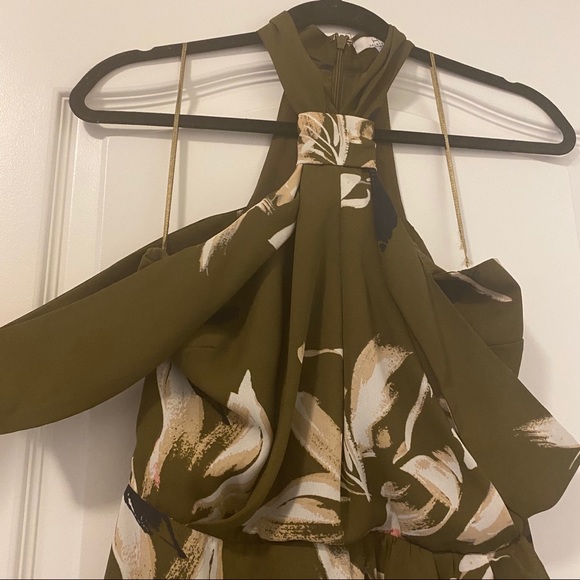 H by Halston Floral Halter Dress in Olive - Picture 4 of 6